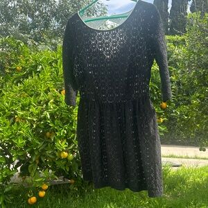 Lilly Pulitzer Black Lace Micro Mini Long Sleeve Dress